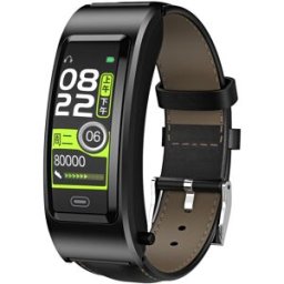 Bracelet Connecté Avec Écouteurs Bluetooth Intégrés Suivi Du Sommeil Et Oxygène Noir + Bracelet Cuir Noir Yonis