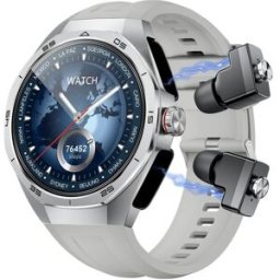 Montre Connectée Avec Écouteurs Bluetooth Écran Rond 1.53' Étanche Ip67 Argent Yonis