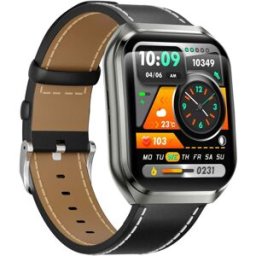 Montre Connectée Écran Ips Incurvé 1,83 Pouce Batterie 1000 Mah Ip68 Boîtier Noir + Bracelet Cuir Yonis