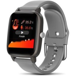 Montre Connectée Écran Couleur 1.4 Pouces Étanche Ip67 Mesure Température Et Fréquence Cardiaque Gris Yonis