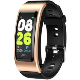 Bracelet Connecté Avec Écouteurs Bluetooth Intégrés Suivi Du Sommeil Et Oxygène Or + Bracelet Silicone Noir Yonis