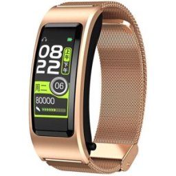 Bracelet Connecté Avec Écouteurs Bluetooth Intégrés Suivi Du Sommeil Et Oxygène Or + Bracelet Acier Doré Yonis