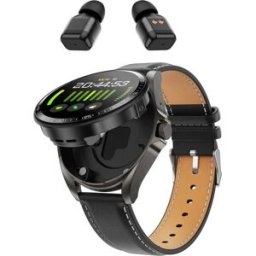 Montre Connectée Deux En Un Avec Écouteurs Bluetooth Écran Hd 1,46 Pouce Noir + Similicuir Noir Yonis