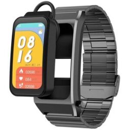 Montre Connectée Or 2 En 1 Écouteurs Bluetooth Écran 1.98 Pouces Ecg Nfc Noir Yonis