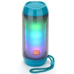 Enceinte Waterproof Bluetooth Led Autonomie 2h Radio Fm Tws Aux Mp3 Bleu Yonis