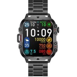 Montre Connectée Écran Couleur 1.96 Pouces Étanche Bluetooth Appel 30 Jours Autonomie Noir Yonis