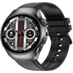 Montre Connectée Écran Couleur 1.47 Pouce Appels Bluetooth Ecg Cuir Végane Noir Yonis