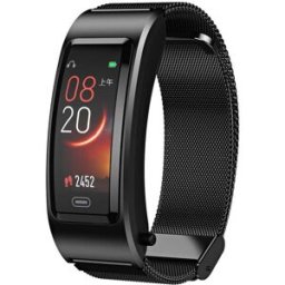Bracelet Connecté Avec Écouteurs Bluetooth Intégrés Suivi Du Sommeil Et Oxygène Noir + Bracelet Acier Noir Yonis