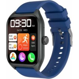 Montre Connectée Sportive Écran 1.96 Pouces Bluetooth Appel Sommeil Santé Bleu Yonis