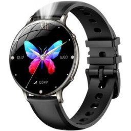 Montre Connectée Femme Écran Amoled Incurvé 1,32 Pouce Ip68 Lampe Torche Gris Yonis