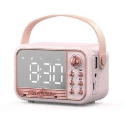 Réveil Rétro Bluetooth Étanche Ipx5 Haut-parleur Portable 3w Rose Yonis