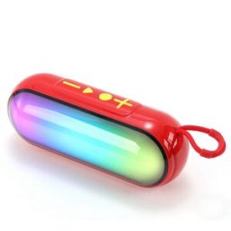 Enceinte Bluetooth Portable Stéréo 360° 10 W Avec Éclairage Led Fm Usb Rouge Yonis