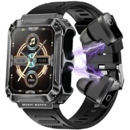 Montre Connectée 2-en-1 Avec Écouteurs Bluetooth Et Suivi Santé Noir Yonis