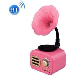 Mini Enceinte Bluetooth Rétro Style Gramophone 5 W Autonomie 6 H Rose Yonis