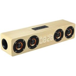Enceinte Bluetooth Bois Subwoofer Horloge Connexion Stable Micro Intégré Longue Autonomie Jaune Yonis