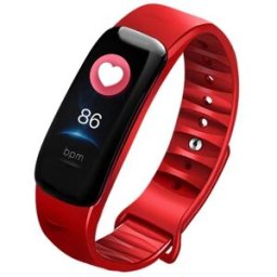 Bracelet Connecté Écran Couleur Étanche Moniteur Cardiaque Et Sommeil Rouge Yonis