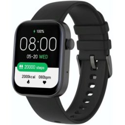 Montre Connectée Écran 1.8 Pouces Bluetooth Surveillance Cardiaque 100+ Sports Modes Noir Yonis