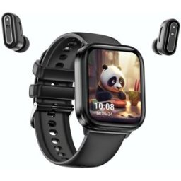 Montre Connectée Écouteurs Bluetooth Écran Carré 1.85 Pouces Étanche Ip67 Noir Yonis