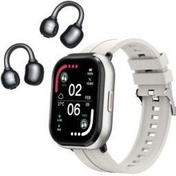 Montre Connectée 2 En 1 Avec Écouteurs Appels Sans Fil Écran Tft 2,01 Pouces Argent Yonis