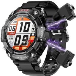 Montre Connectée Écouteurs Bluetooth Écran Amoled 1.52 Pouces Sport Et Santé Noir Yonis