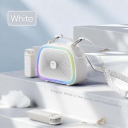 Enceinte Karaoké Portable Bluetooth Avec Deux Micros Sans Fil Son Surround 360° Blanc Yonis