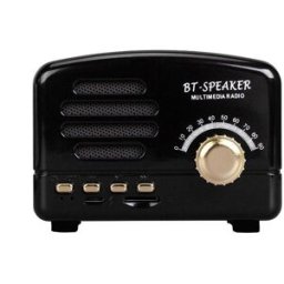 Mini Enceinte Bluetooth Rétro Portable Radio Support Carte Tf Bois 6h Autonomie Noir Yonis