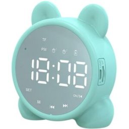 Mini Enceinte Bluetooth Miroir Horloge Carte Avec Radio Fm Et Alarme Lumièree Vert Yonis