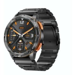 Montre Connectée Étanche Écran Amoled Rond 1.43 Pouces Bracelet Acier Noir Yonis