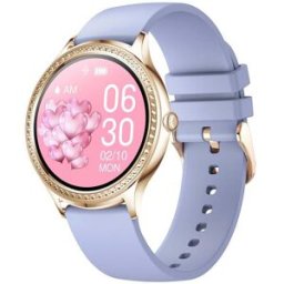 Montre Connectée Or Violet Ip68 Écran Ips 1.32' Suivi Sommeil Oxygène Bracelet Montre Silicone Or Violet Yonis