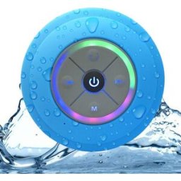 Enceinte Bluetooth Waterproof Mini Avec Lumière Led Radio Fm Subwoofer Carte Tf Ventouse Bleu Yonis
