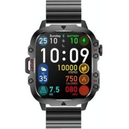 Montre Connectée Écran Couleur 1.96 Pouces Étanche Bluetooth Appels Noir Yonis