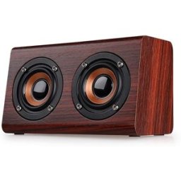 Enceinte Bluetooth Bois Double Cornes 3w Son Stéréo Micro Intégré Autonomie 8h Marron Yonis
