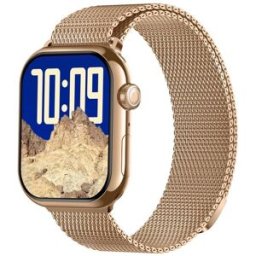 Montre Connectée Écran Couleur 2.04 Pouces Bluetooth Appels Acier Argenté Or Yonis