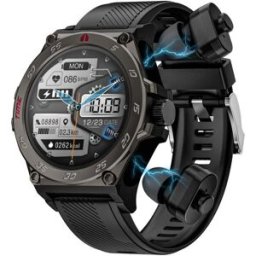Montre Connectée Sportive Étanche Avec Écouteurs Bluetooth Appels Santé Noir Yonis