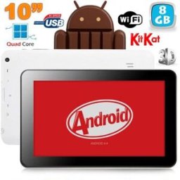 YONIS Tablette Tactile Capacitif Android 4.4 Kitkat Grande Tablette 3d 8 Go Rom Wifi Blanc
