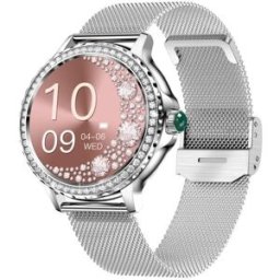 Montre Connectée Femme Ip68 Étanche Suivi Santé Cardio Pression Oxygène Ecran Couleur Argent Yonis