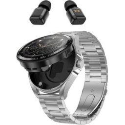 Montre Connectée Deux En Un Avec Écouteurs Bluetooth Écran Hd 1,46 Pouce Argent + Acier Argenté Yonis