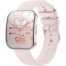 Montre Connectée Avec Écran Amoled Courbé 1.85 Pouce Ip68 Appels Bluetooth Rose Yonis