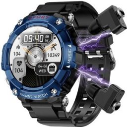 Montre Connectée Écouteurs Bluetooth Écran Amoled 1.52 Pouces Sport Et Santé Bleu Yonis