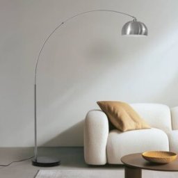 Lampadaire arc Hernando Lindby, gris, Salon / Salle à manger, Métal, Moderne, Lampadaire