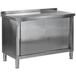 Dema Table de travail inox - 2 portes coulissantes - 120 x 60 cm