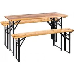 Dema Table et bancs de brasserie - Ensemble de jardin 3 pièces 120 x 60 cm