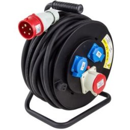 Dema Enrouleur câble électrique 25m H05RR-F 5x2,5 mm2 - Rallonge 25 m