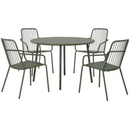 Ensemble de jardin table + 4 chaises SALTA coloris vert