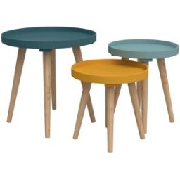 Set de 3 tables SWEET coloris bleu/vert/jaune