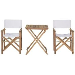 Set de jardin table pliante en acacia 60cm + 2 chaises pliantes PATAYA