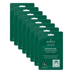 Masque en Tissu Biodégradable Détoxifiant Super Greens – Lot de 8