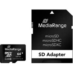 Mediarange Carte Sd Micro Sdxc 64gb + Sd Adapter Black One Size unisex