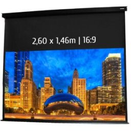 Kimex 042-3516 Écran de projection motorisé 117'' Écran motorisé 117", télécommande RF et boîtier noir, idéal pour les présentations professionnelles.