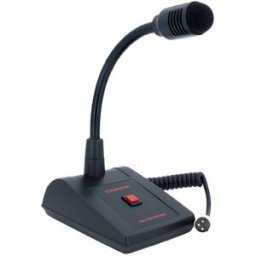 Rondson pupitre microphone XLR symétrique Microphone dynamique de table avec col de cygne flexible, bouton poussoir et connexion XLR symétrique.